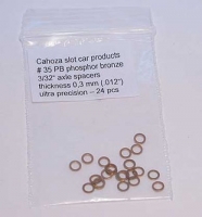 CAHOZA 3/32" (2.36 mm), .012" (0,3 mm) THICK, BRONZE AXLE SPACER, 24 pcs.  - #35