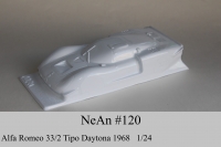 NeAn Clear body Retro 1/24 Alfa Romeo 33/2 Tipo Daytona 1968, Lexan .010" (0.254 mm) - #120-L