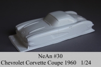 NeAn Clear "TEAPOT" 1/24 Chevrolet Corvette Coupe 1960 body, Lexan, thickness .015" (0.375 mm), w/paint masks - #30-L-15