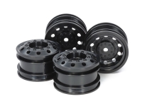 TAMIYA R/C On road racing truck wheels, front & rear, 2 pcs. each, black - #54741
