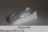 NeAn Clear Production 1/32 McLaren 650S GT3 body, Lexan thickness .007" (0.175 mm), w/paint masks — #64-L