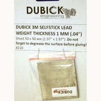 DUBICK Lead sheet thickness 1 mm, 50 х 50 mm (.039", 1.968" x 1.968") with a 3M selfstick adhesive tape - #210