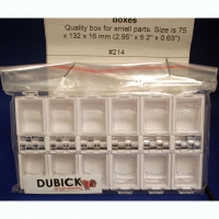 DUBICK Plastic box 75 х 132 х 16 mm (2.96" x 5.2" x 0.63") w/12 individual boxes - #DB214