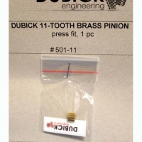 DUBICK PINION 48 PITCH, 11T, 0° angle 2 mm bore, BRASS (This is press-on style pinion gear) - #DB501-11