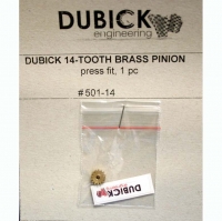 DUBICK PINION 48 PITCH, 14T, 0° angle, 3 mm bore, BRASS (This is press-on style pinion gear) - #DB501-14