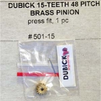 DUBICK PINION 48 PITCH, 15T, 0° angle, BRASS (This is press-on style pinion gear) - #DB501-15