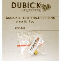 DUBICK PINION GEAR 48 PITCH, 8T, 2 mm bore, BRASS (This is press-on style pinion gear) - #DB501-8