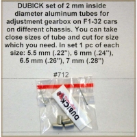 DUBICK Set #1 of 2 mm inside diameter aluminium tubes ( 5.5 mm (.22"), 6 mm (.24"), 6.5 mm (.26"), 7 mm (.28")) - #DB712