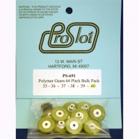 PROSLOT Polymer Gear 64 pitch, 40T, 0° angle, 3/32" axle, bulk pack of 12 pcs. - #PS-691