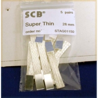 SCB braids SUPER THIN (sizes: 4,5 mm x 0,5 mm x 28 mm), silver plated, 5 pair - #STAG01150