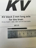 KV black 2 mm long axle for tire truer (KV, S&K, BSV, Kolhoza, Hudy) - #KV9