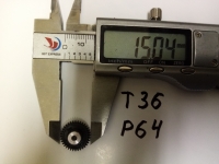 BSV Шестерня 64 pitch (0,4 модуль) 36 зубов с углом 16°, под ось 3/32" (2.36 мм), Ø15.04 мм