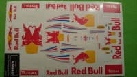 Наклейки на кузов Red Bull Racing F1 RB8  2012, лист на четыре кузова, с вырезанным контуром, лист 167 х 110 мм